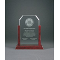 9" Jade Clip Corner Glass Award w/ Rosewood Piano Finish Base